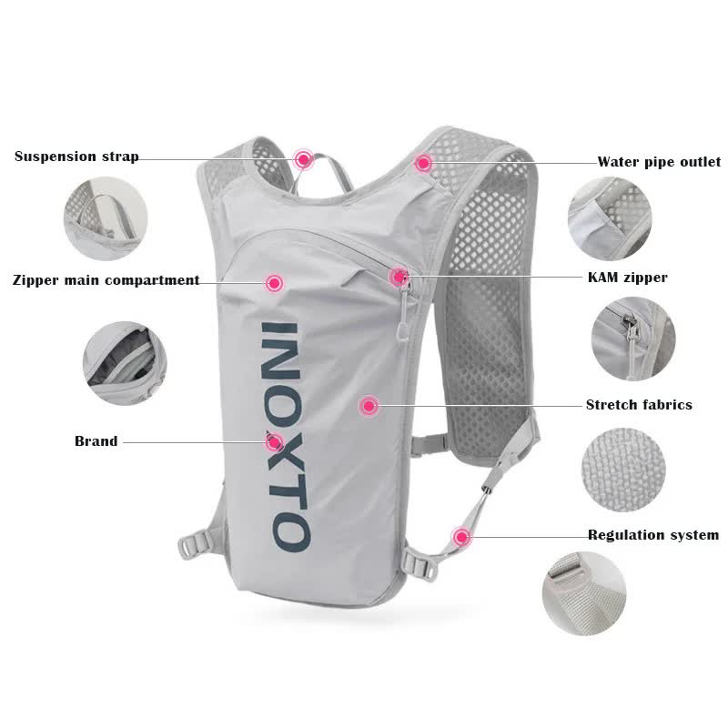 Grey-Orange 5L Ultra-Light Hydration Running Vest - Quick-Dry Trail Running & Marathon Backpack with Night Reflective Safety - Image 3