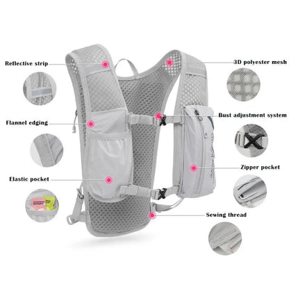 Grey-Orange 5L Ultra-Light Hydration Running Vest - Quick-Dry Trail Running & Marathon Backpack with Night Reflective Safety - Image 4