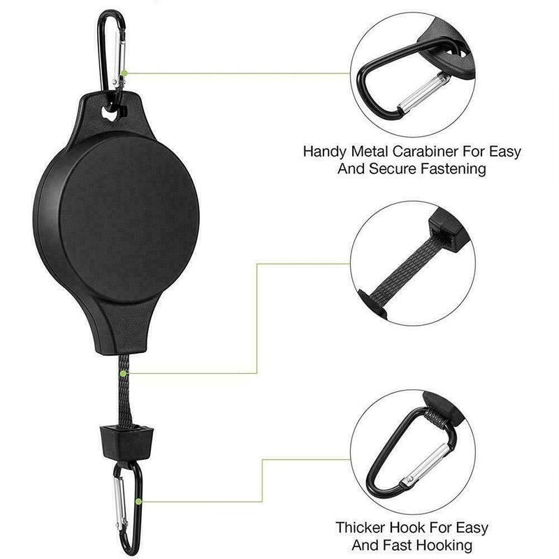 3PCS Black Retractable Hanging Basket Pulley System & 3PCS Heavy Duty Stainless Steel S-Hooks Combo - Garden Plant Hanger(Max Load 5KG) - Image 2