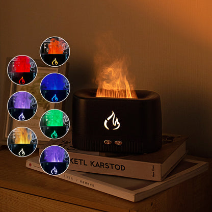 Black 3D Simulation Flame Aroma Diffuser & Humidifier - Ultrasonic Desktop Mister with 7-Color LED Light and Automatic Scent Spray (200ML) - Image 2