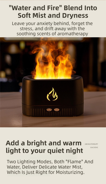 Black 3D Simulation Flame Aroma Diffuser & Humidifier - Ultrasonic Desktop Mister with 7-Color LED Light and Automatic Scent Spray (200ML) - Image 8