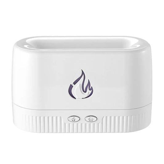 White 3D Simulation Flame Aroma Diffuser & Humidifier - Ultrasonic Desktop Mister with 7-Color LED Light and Automatic Scent Spray (200ML)