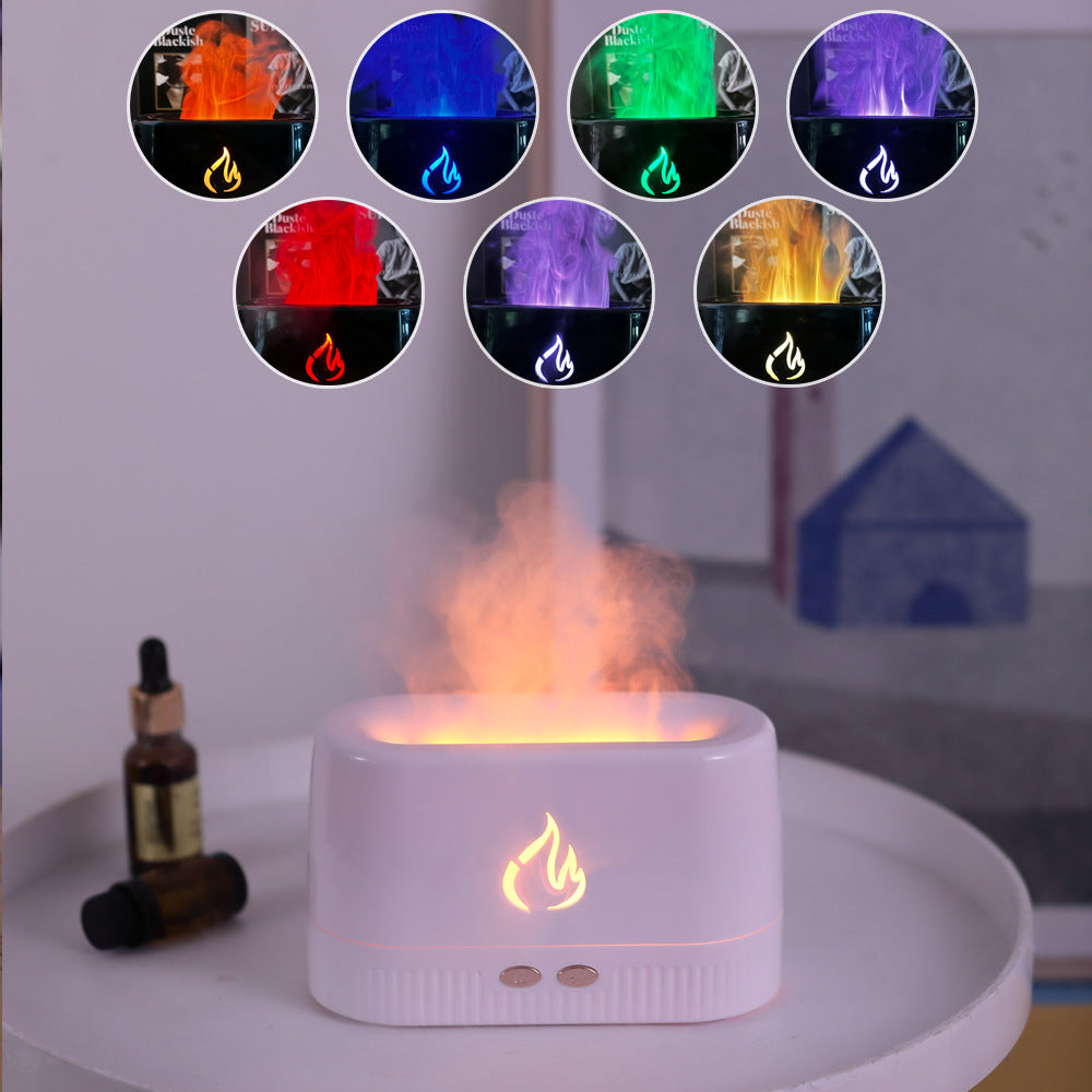 White 3D Simulation Flame Aroma Diffuser & Humidifier - Ultrasonic Desktop Mister with 7-Color LED Light and Automatic Scent Spray (200ML) - Image 2