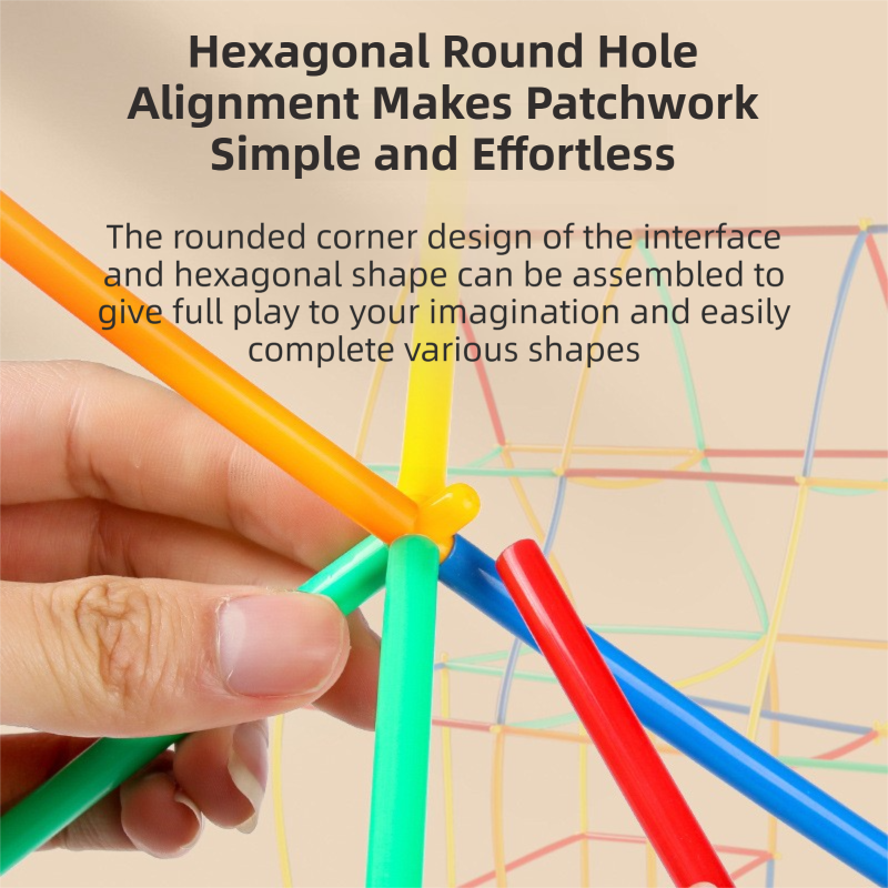Soft Straw & Pipe Connector Building Blocks Toy - 400 Pcs Interlocking Construction Set, Educational Puzzle Toy for Kindergarten - Image 3