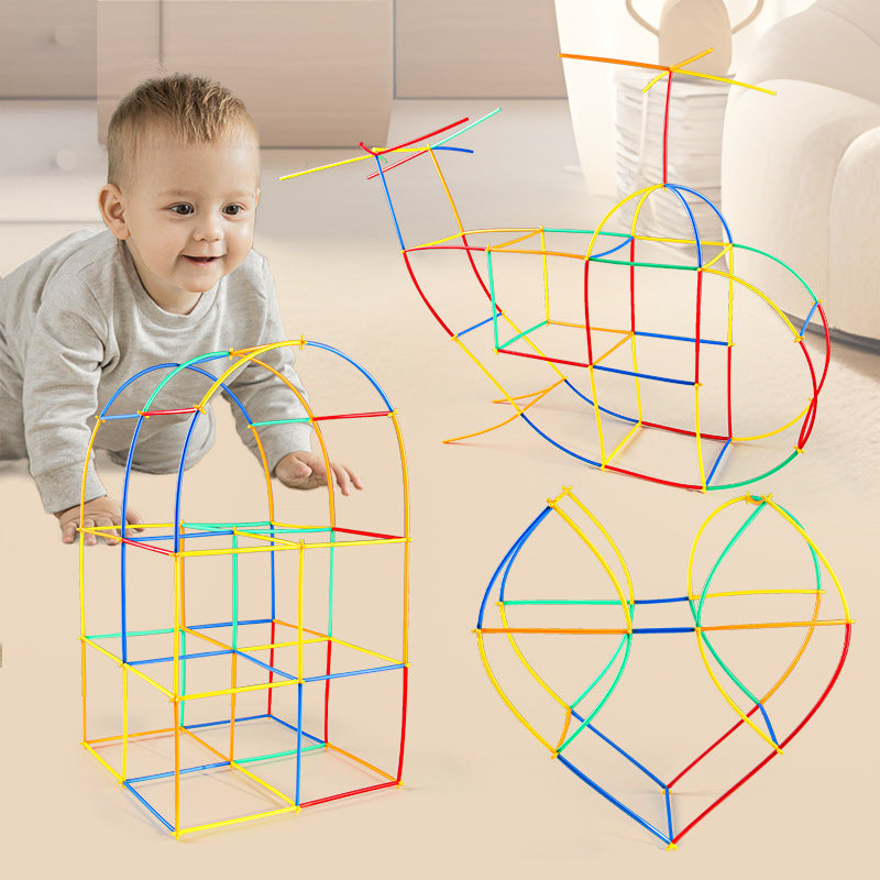 Soft Straw & Pipe Connector Building Blocks Toy - 400 Pcs Interlocking Construction Set, Educational Puzzle Toy for Kindergarten - Image 4
