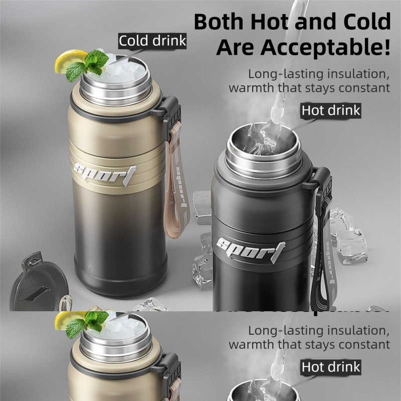 Black 680ml Large Capacity Sports Insulated Tumbler - 316 Stainless Steel Straw Water Bottle, Dual-Use Lid for Travel & Outdoors - Image 3