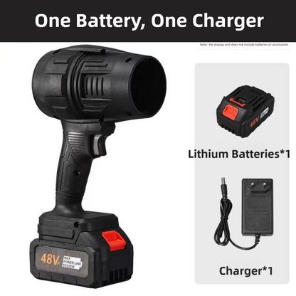 Black Ultra-High Power Cordless Turbine Air Blower With Lithium Battery & Australian Plug Kit - 30,000 RPM High Velocity and Lightweight Operation for Leaf Blowing, Snow Removal & Multi-Use