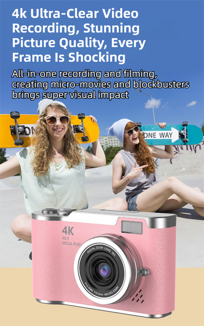 Brown 4K Compact Digital CCD Camera for Vlogging & Students - Portable Point and Shoot with 2.4-inch Rotating Screen, 8X Optical Zoom, and Anti-Shake - Image 6