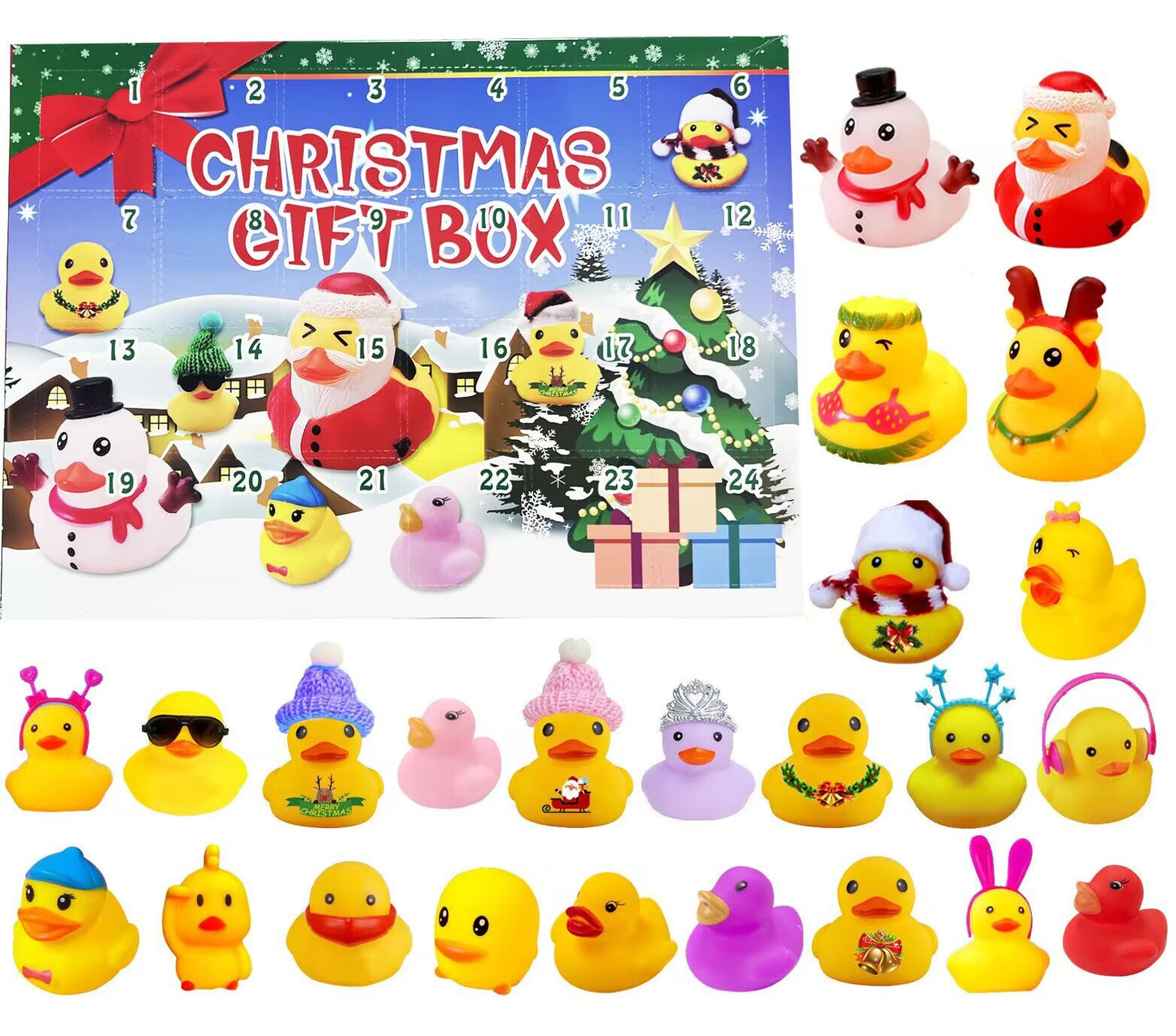 Creative Christmas Rubber Duck Advent Calendar - 24 Unique Festive Mini Duck Bath Toys (Blind Box) - Image 2