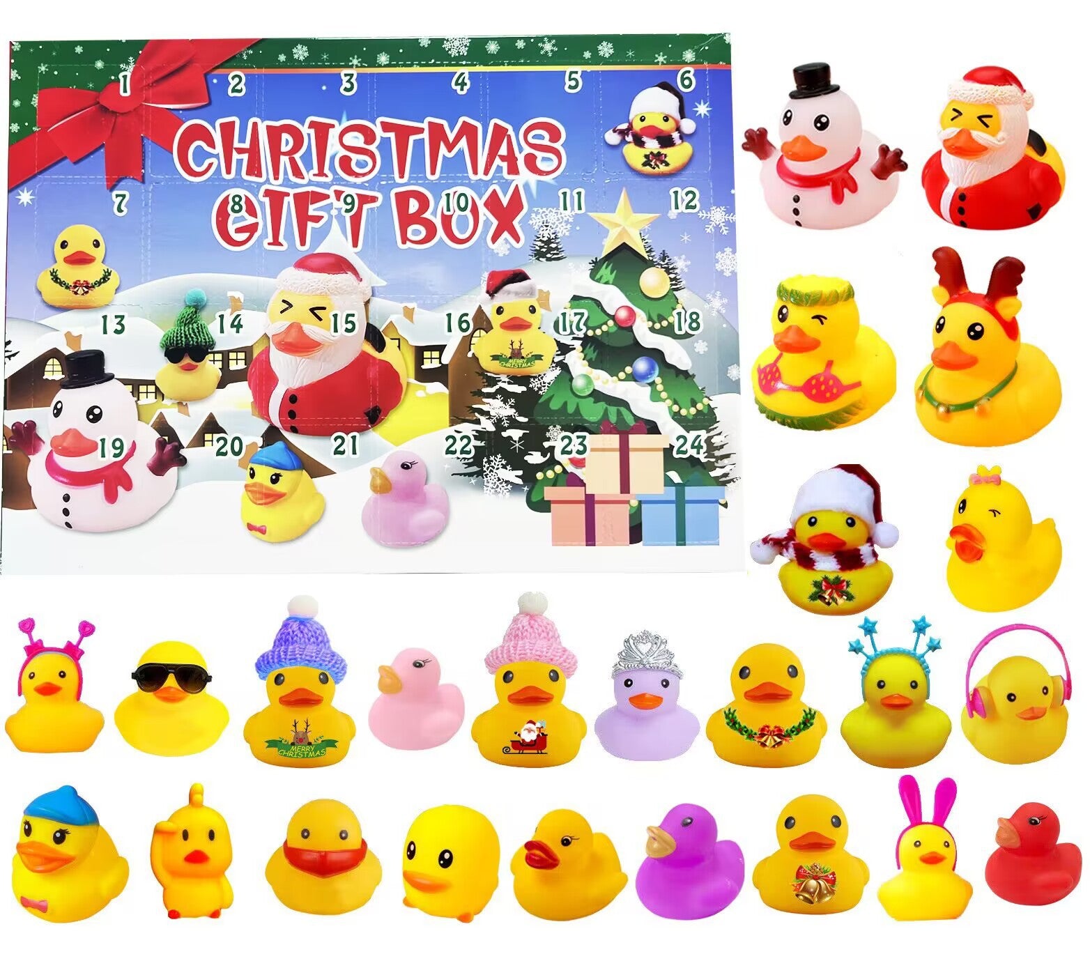 Creative Christmas Rubber Duck Advent Calendar - 24 Unique Festive Mini Duck Bath Toys (Blind Box) - Image 2
