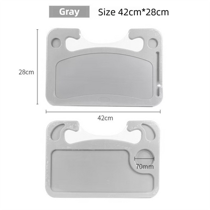 Grey Multi-Functional Car Steering Wheel Tray - Portable Auto Desk for Eating, Laptop, and Drink Holder (42x28CM) - Image 2