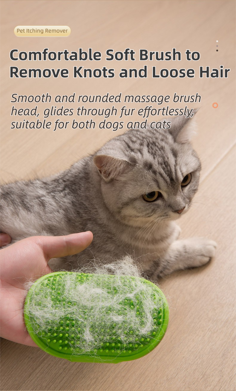 3-Pack Green Multi-Functional Adjustable Silicone TPR Pet Grooming Massage Brush - for De-Shedding, and Furniture Scratching - Image 3