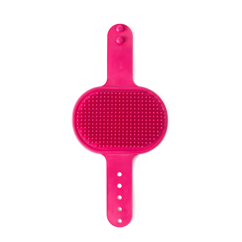 3-Pack Pink Multi-Functional Adjustable Silicone TPR Pet Grooming Massage Brush - for De-Shedding, and Furniture Scratching