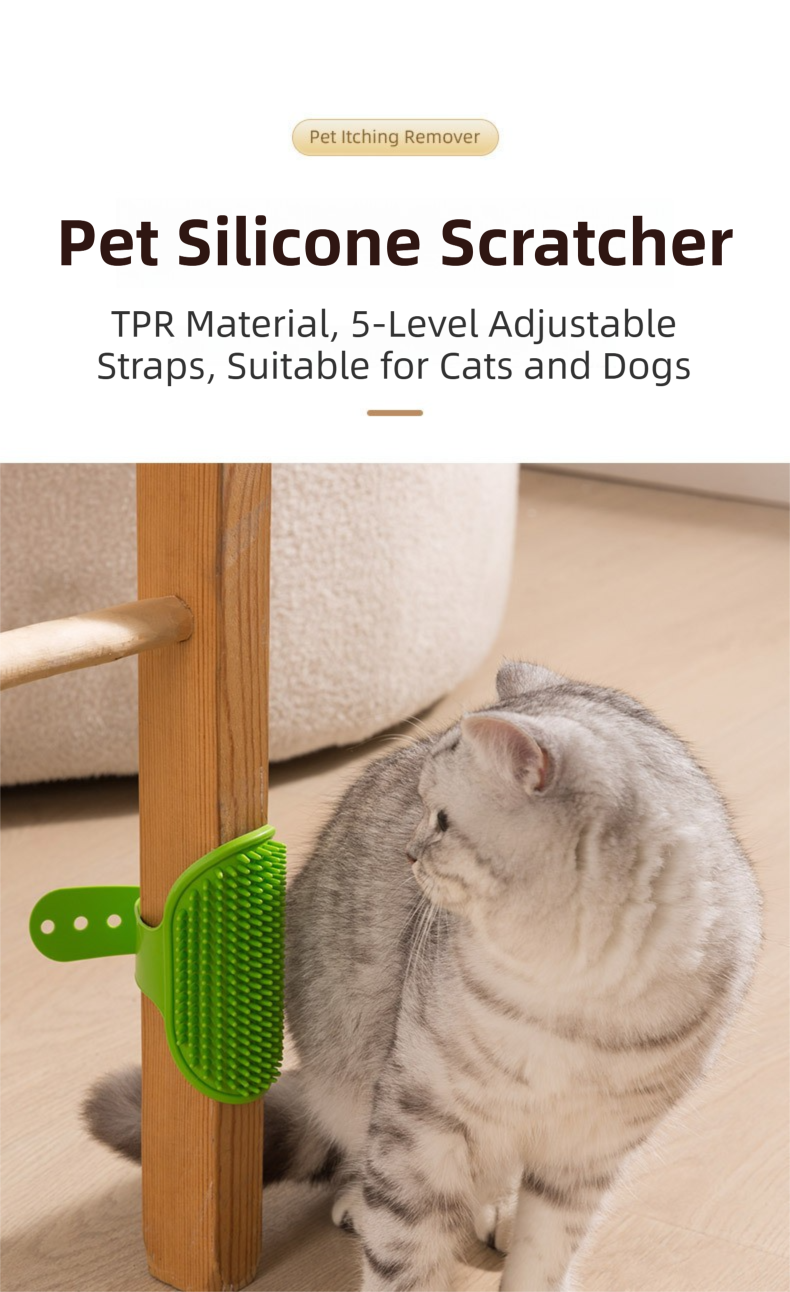 3-Pack Yellow Multi-Functional Adjustable Silicone TPR Pet Grooming Massage Brush - for De-Shedding, and Furniture Scratching - Image 2