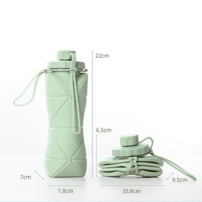 Green Portable Food Grade Silicone Collapsible Sports Water Bottle 600ML - Folding down 80% , Low High Temperature Resistant - Image 2