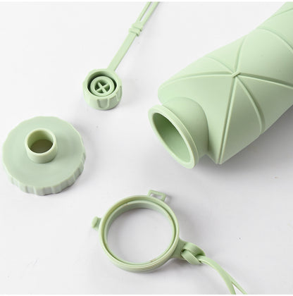 Blue Portable Food Grade Silicone Collapsible Sports Water Bottle 600ML - Folding down 80% , Low High Temperature Resistant - Image 3