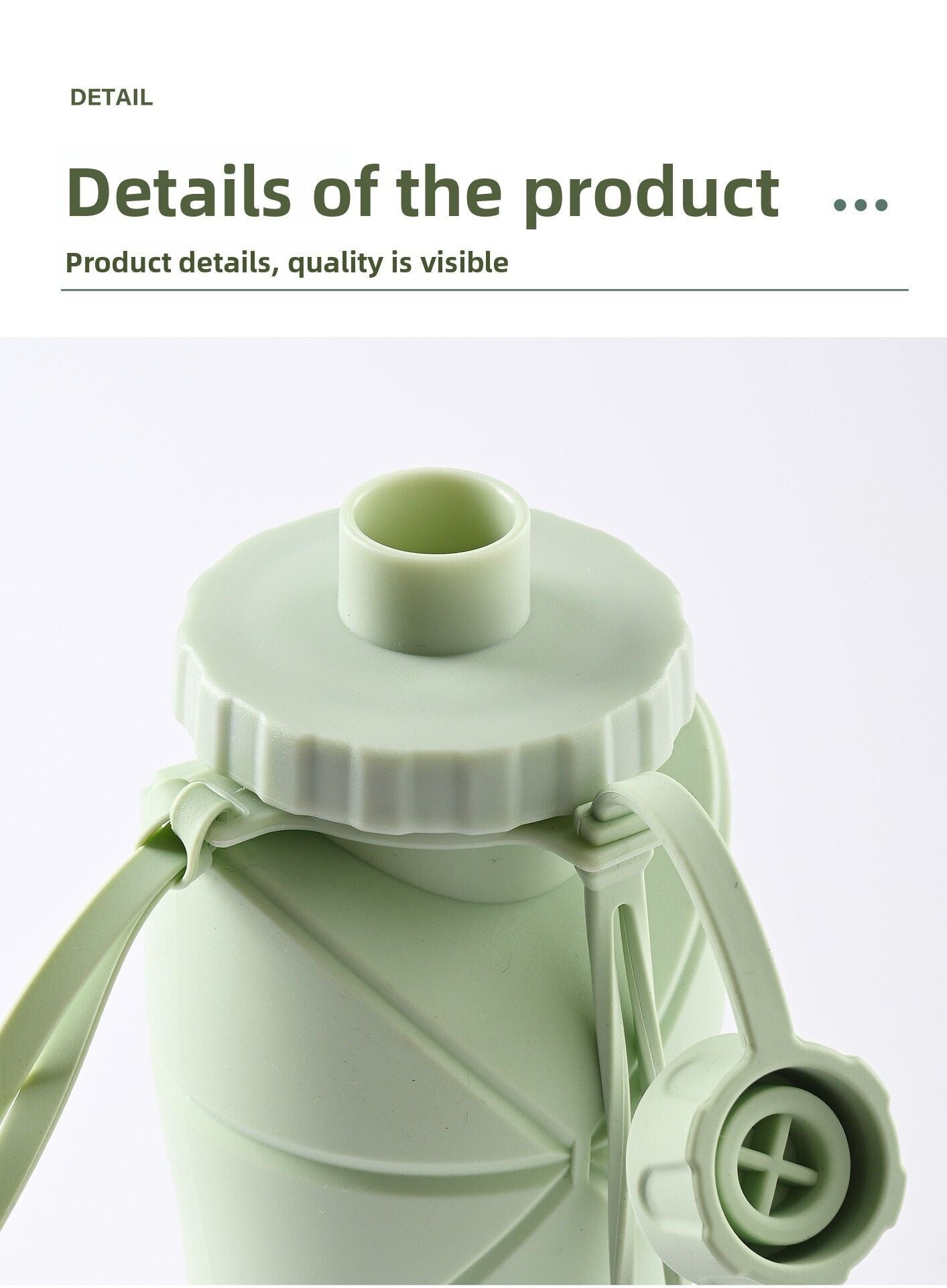Grey Portable Food Grade Silicone Collapsible Sports Water Bottle 600ML - Folding down 80% , Low High Temperature Resistant - Image 5