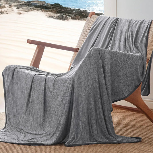 Dark Grey Cooling Throw Blanket 100x150CM - Ultra Lightweight Breathable All-Season Quilt, Hand / Machine Washable - Image 3