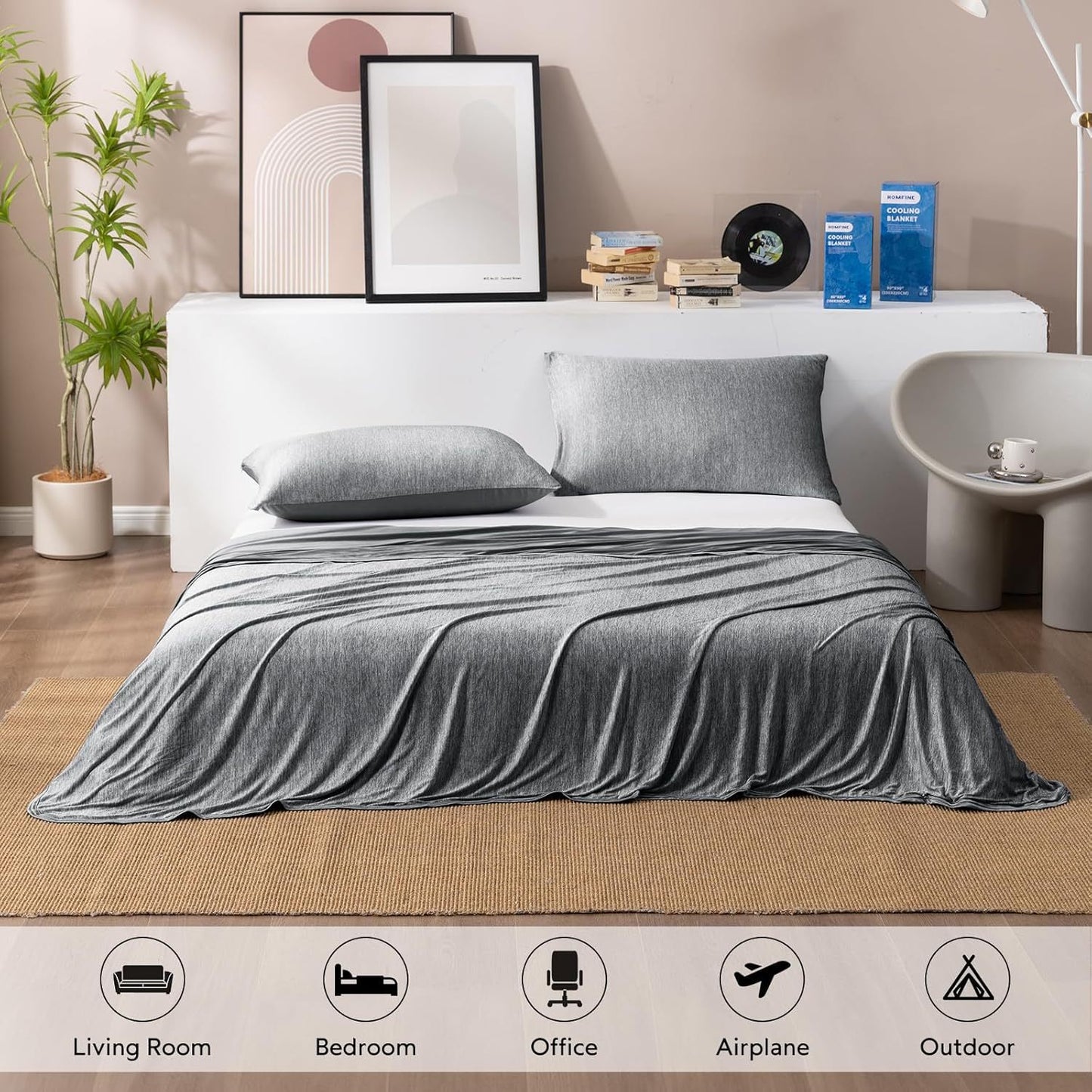 Blue Queen Size 200x150CM Cooling Blanket for Hot Sleepers - Lightweight Breathable All-Season Throw, Hand / Machine Washable - Image 4