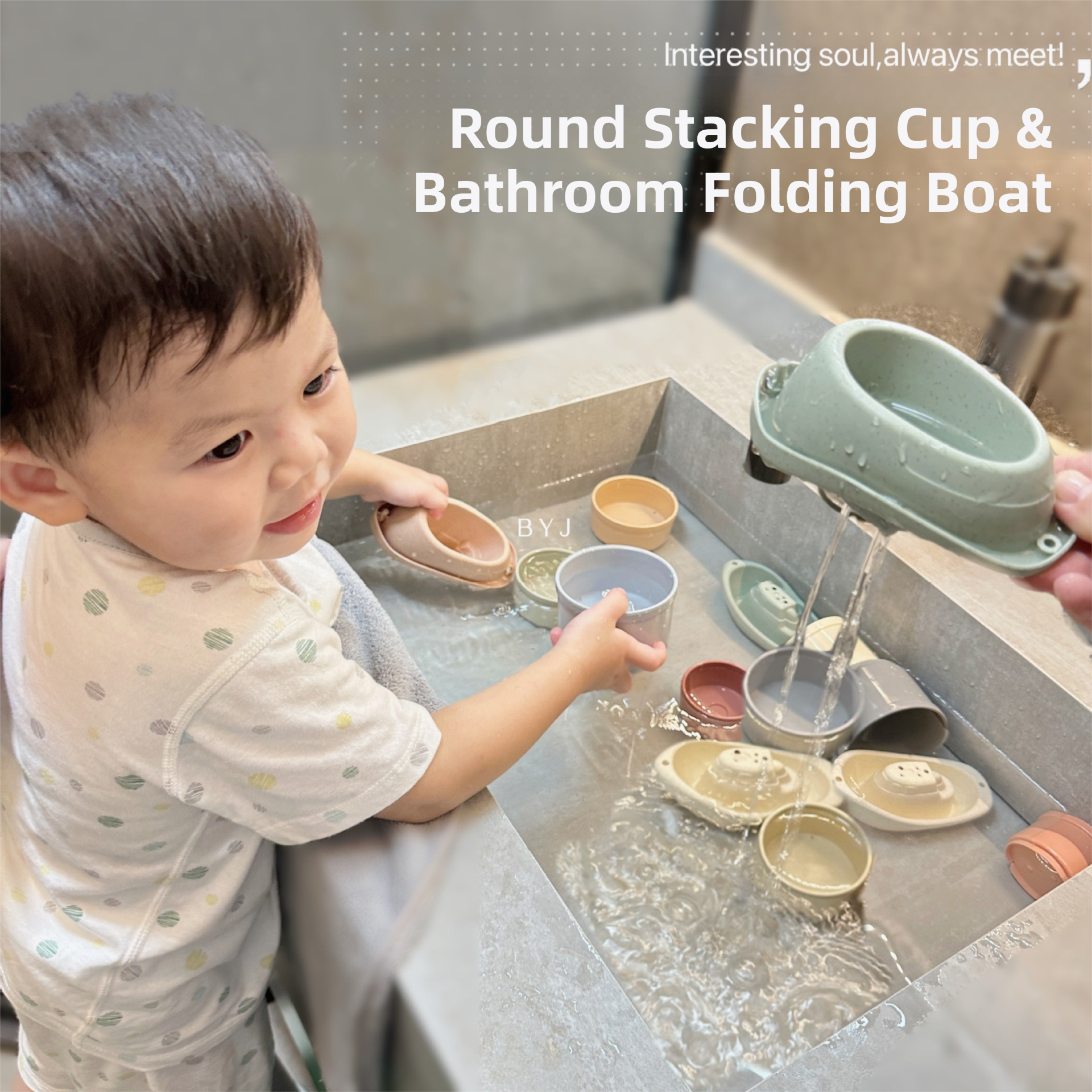 11PCS Sailboat Stacking Cups Bath & Beach Toy Set - Creative Stacking Game for Toddlers, Water Play Educational Building Blocks - Image 2