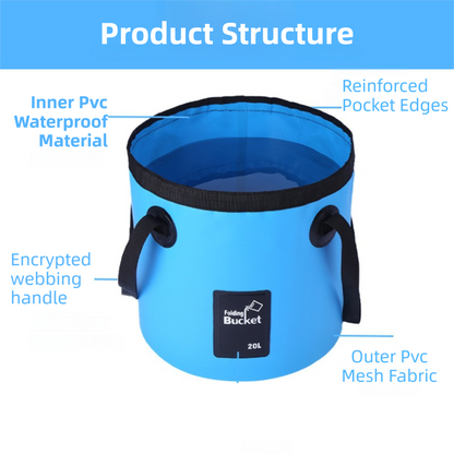 20L Rose Red Outdoor PVC Folding Water Bucket - Portable Fishing Barrel, Camping Water Storage, Car Washing Bag - Image 3