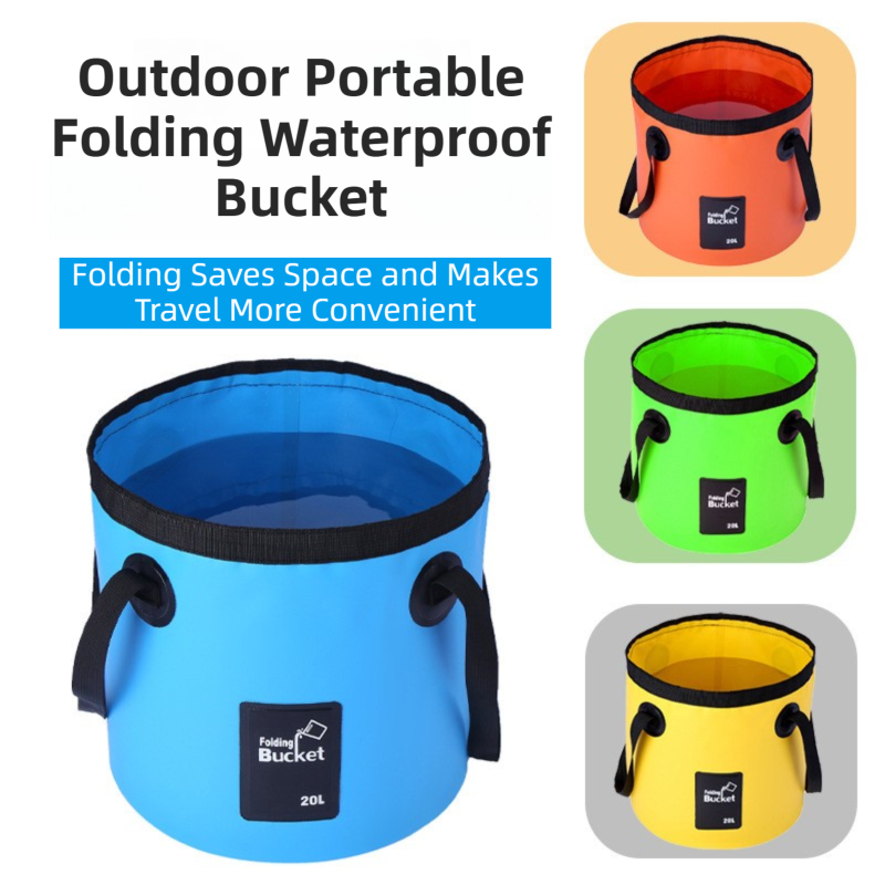 20L Black Outdoor PVC Folding Water Bucket - Portable Fishing Barrel, Camping Water Storage, Car Washing Bag - Image 2