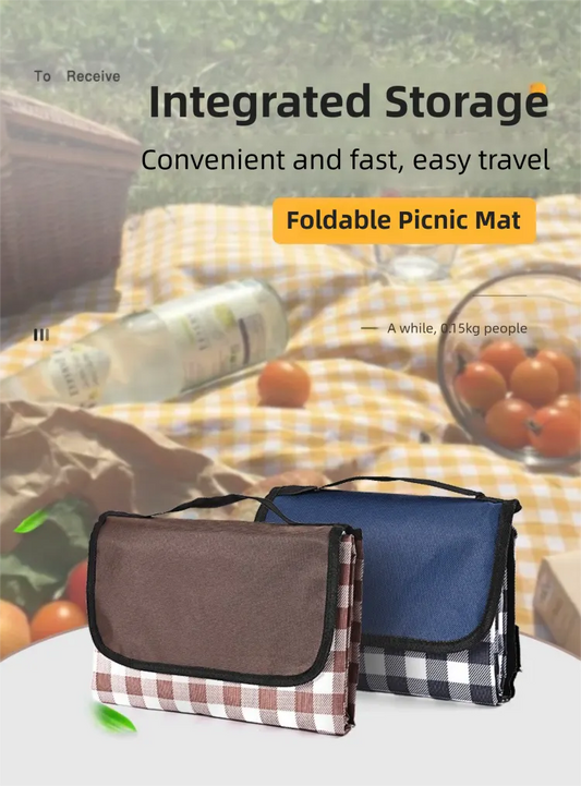 Red Bar Foldable Waterproof & Moisture-Proof Picnic Blanket 150x100CM - 600D Three-Layer Composite Oxford Extra Large Mat for Beach & Camping - Image 2