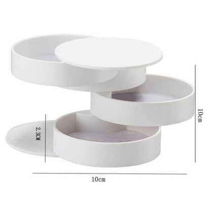 Pink 4-Layer Rotating Jewelry Storage Box - Dust-Proof Velvet Lined Organizer for Rings, Coins, and Hair Accessories (10x10CM) - Image 3