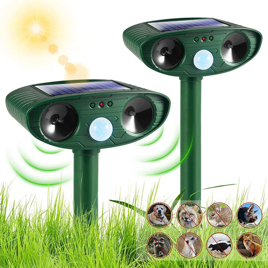 Classic Solar Powered Animal Repeller - PIR Sensor, Ultrasonic & Flashing Light Deterrent for Cats, Dogs, and Birds - Image 2
