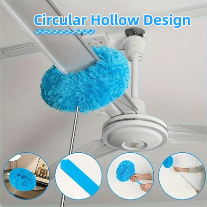 2-Pack Blue Telescopic Electrostatic Duster with 360° Hollow Ring Design - Fan Blade Cleaner, High Reach Dust Removal, Multi-Purpose - Image 3