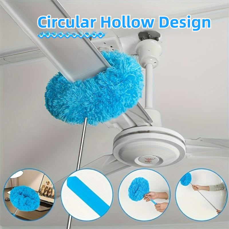2-Pack Purple Telescopic Electrostatic Duster with 360° Hollow Ring Design - Fan Blade Cleaner, High Reach Dust Removal, Multi-Purpose - Image 3
