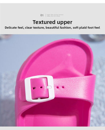 #36 Pink Thick Sole Buckle Slide Sandals(Fits Foot L 23 CM) - EVA Comfortable & Non-Slip Birkenstock Style Sandals for Casual Wear - Image 5