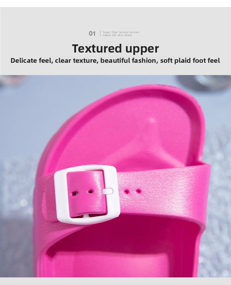 #38 Pink Thick Sole Buckle Slide Sandals(Fits Foot L 23 CM) - EVA Comfortable & Non-Slip Birkenstock Style Sandals for Casual Wear - Image 5