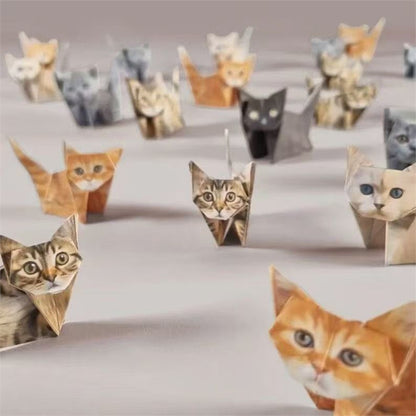 DIY Geometric Origami Kit for Kids Total 100 Sheets - Semi-Finished Cat and Dog Folding Craft - Image 2
