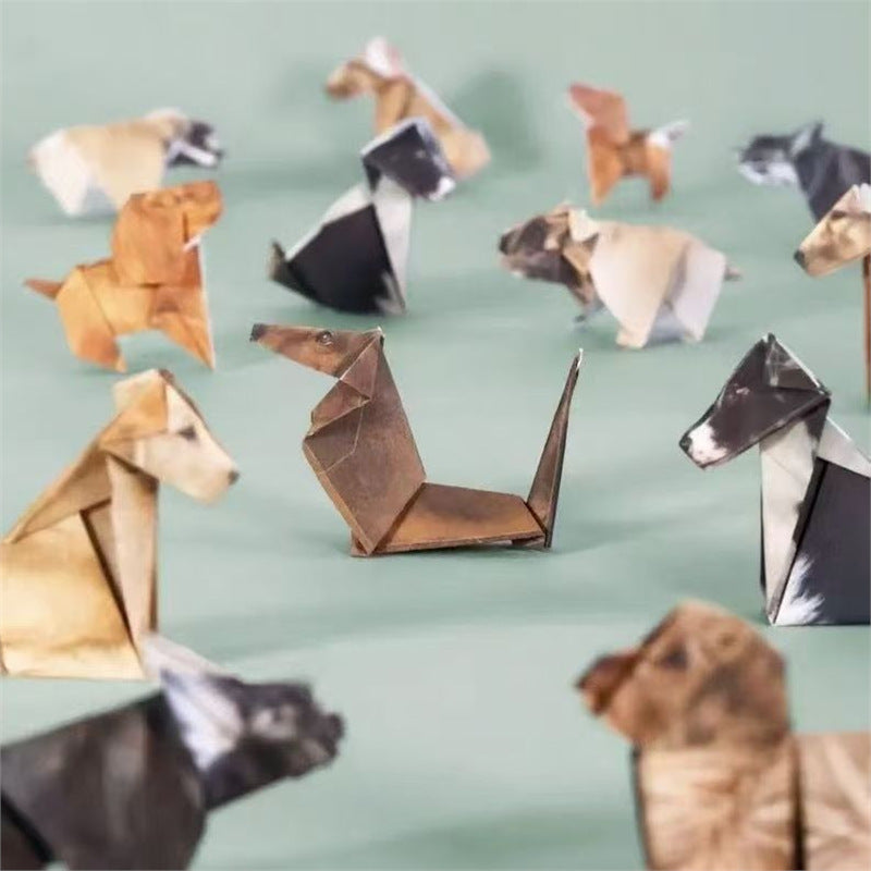 DIY Geometric Origami Kit for Kids Total 100 Sheets - Semi-Finished Cat and Dog Folding Craft - Image 3