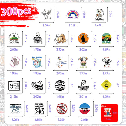 300 Pcs Prank Meme Graffiti Stickers Pack - Waterproof PVC Personalized Decals for Laptop, Luggage, Water Bottle DIY Decoration - Image 6