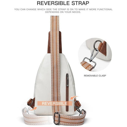 Brown Women's 3-Layer Zipped PU Chest Bag with Reversable Strap - Roomy But Not Nulky Single Shoulder Crossbody Bag - Image 3