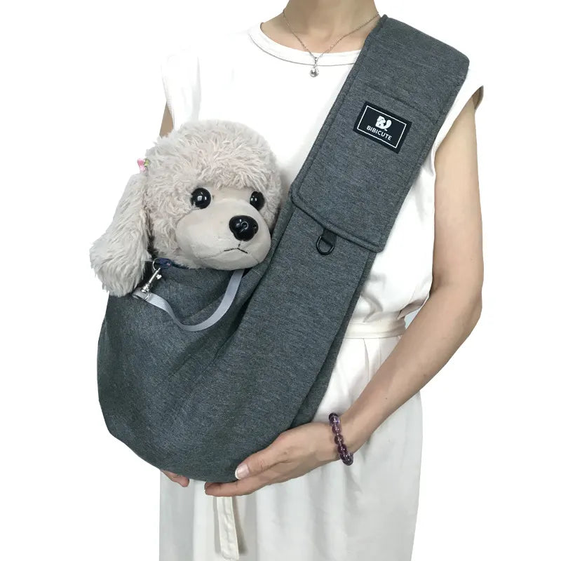 Dark Grey Adjustable Pet Carrier Sling Bag - Comfortable Wide Shoulder Strap Crossbody Tote for Cats and Small Dogs (Up to 13 lbs)