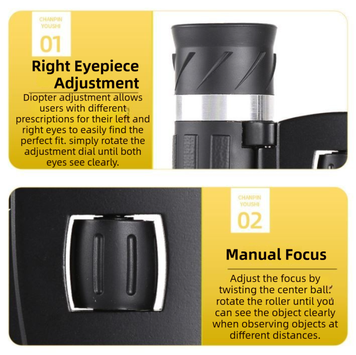 500x25 High Power HD Binoculars - Portable Concert Telescope with Phone Photography Capability, FMC Coated Optics - Image 4