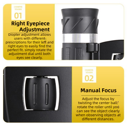 500x25 High Power HD Binoculars - Portable Concert Telescope with Phone Photography Capability, FMC Coated Optics - Image 4