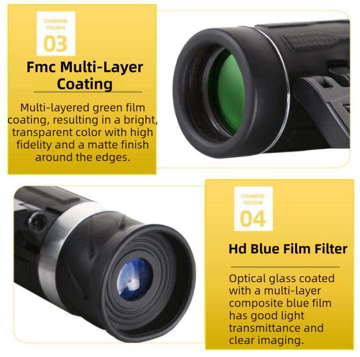 500x25 High Power HD Binoculars - Portable Concert Telescope with Phone Photography Capability, FMC Coated Optics - Image 5