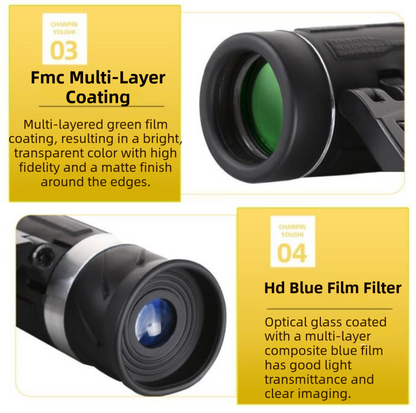 500x25 High Power HD Binoculars - Portable Concert Telescope with Phone Photography Capability, FMC Coated Optics - Image 5