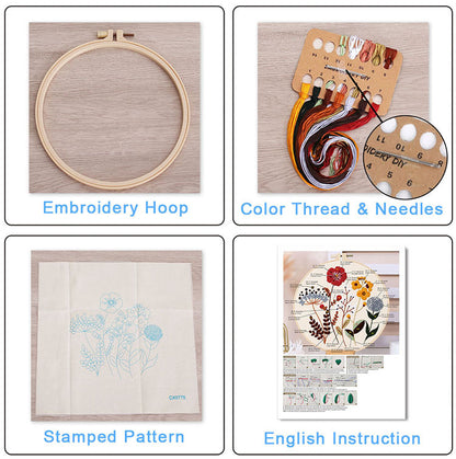 Christmas Embroidery DIY Kit with 20CM Faux Bamboo Hoop - Nordic Style Cross Stitch Material Pack (Style 1) - Image 2