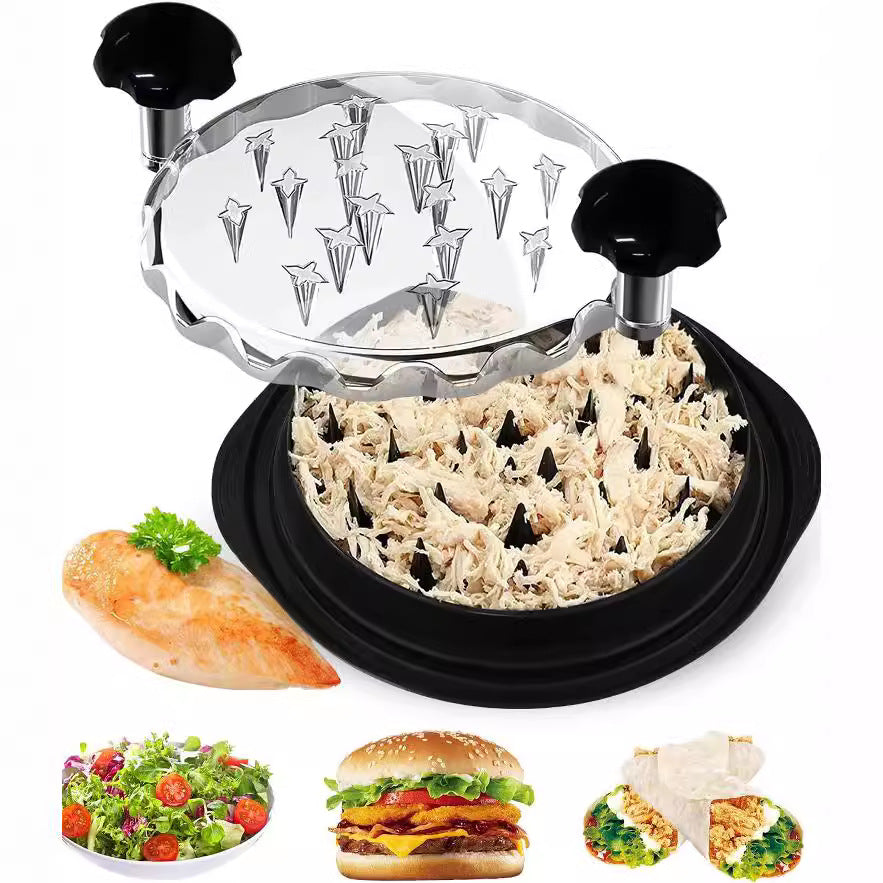 Black Chicken Shredder Machine with Transparent Lid & Brush - Manual Meat Chopper and Pulverizer for Cooked Chicken and Pet Food - Image 2