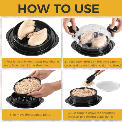 Black Chicken Shredder Machine with Transparent Lid & Brush - Manual Meat Chopper and Pulverizer for Cooked Chicken and Pet Food - Image 4