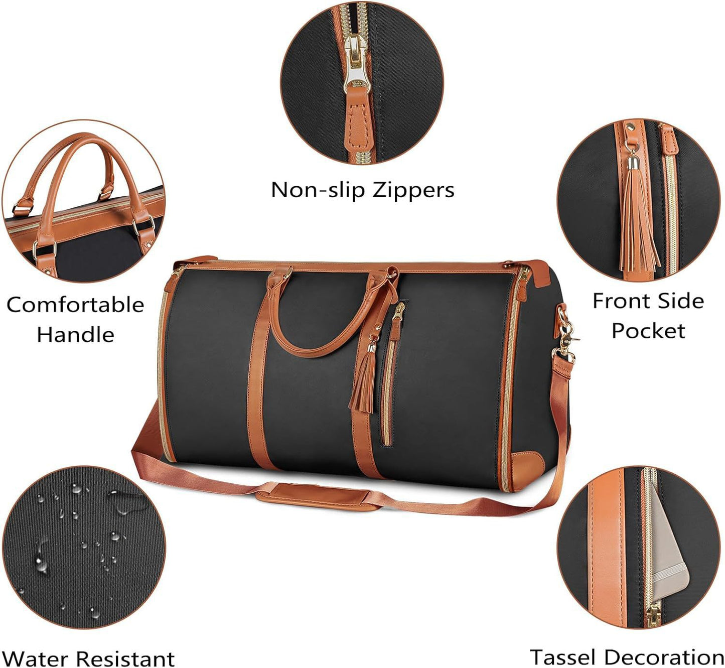 Pink 56-75L Large Capacity Foldable Garment Duffel Bag with Shoe Pouch - PU Leather Convertible Suit Carrier, Anti-Wrinkle Travel & Weekender Bag - Image 4