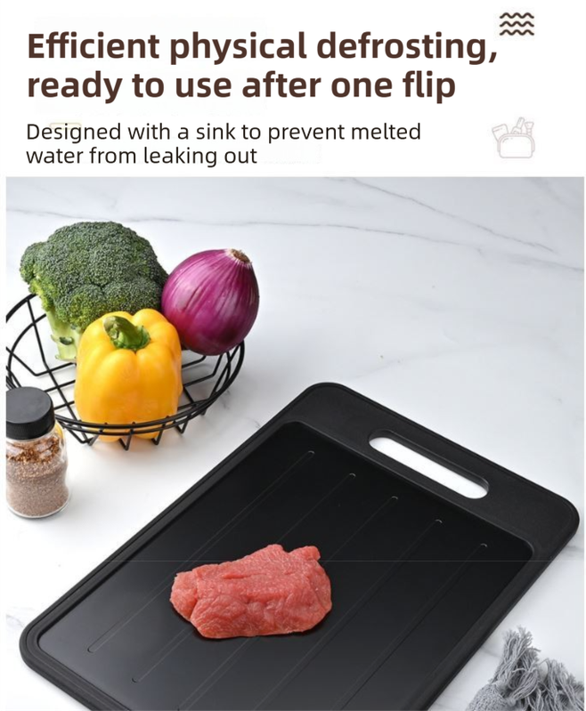 Grey Aluminum Fast Thawing Dual-Sided Cutting Board(31x21CM) - Multifunctional Kitchen Tool with Garlic Grinder and Knife Sharpener - Image 3