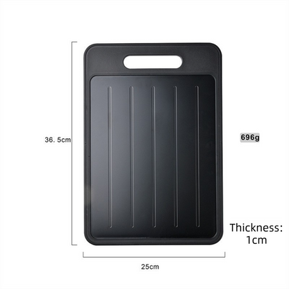 Black Aluminum Alloy Fast Thawing Dual-Sided Cutting Board(36.5x25CM) - Multifunctional Kitchen Tool with Garlic Grinder and Knife Sharpener - Image 2