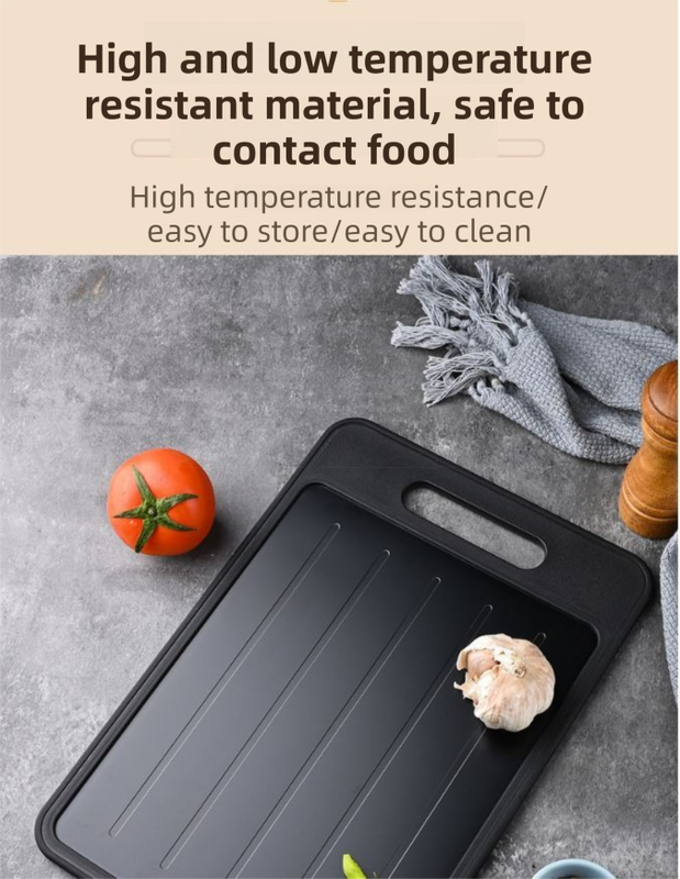 Black Aluminum Alloy Fast Thawing Dual-Sided Cutting Board(36.5x25CM) - Multifunctional Kitchen Tool with Garlic Grinder and Knife Sharpener - Image 5