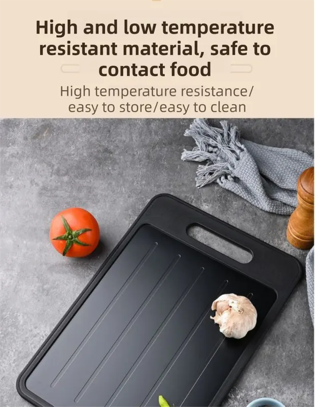 Black Aluminum Alloy Fast Thawing Dual-Sided Cutting Board(36.5x25CM) - Multifunctional Kitchen Tool with Garlic Grinder and Knife Sharpener - Image 5